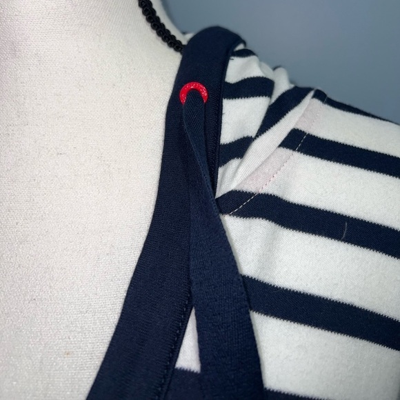 **NWOT** “Striped split neck pullover hoodie” - Picture 6 of 8